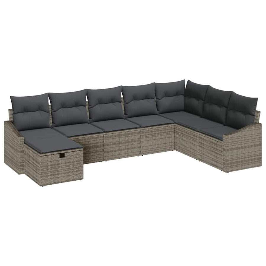 Bankstel met kussen 9 pcs poly rattan