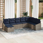 Loungeset poly rattan grijs 6-delig
