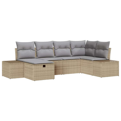 Bankstel met kussen 6 pcs poly rattan