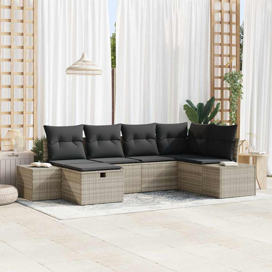 Bankstel met kussen 7 pcs poly rattan