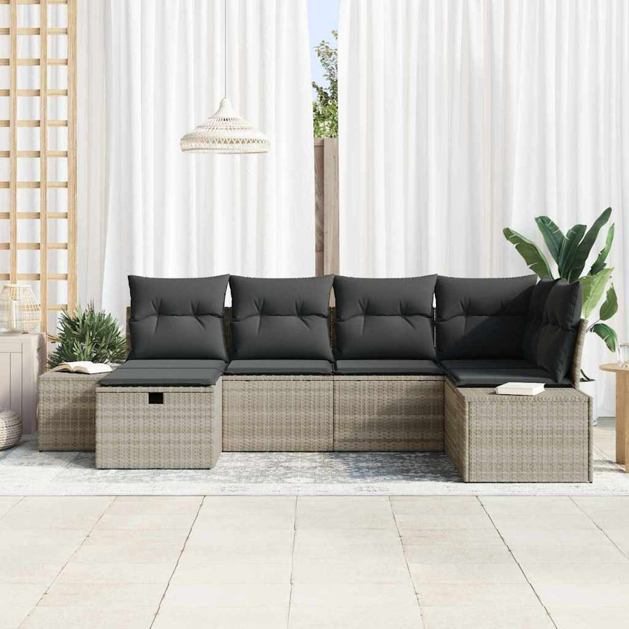 Bankstel met kussen 7 pcs poly rattan