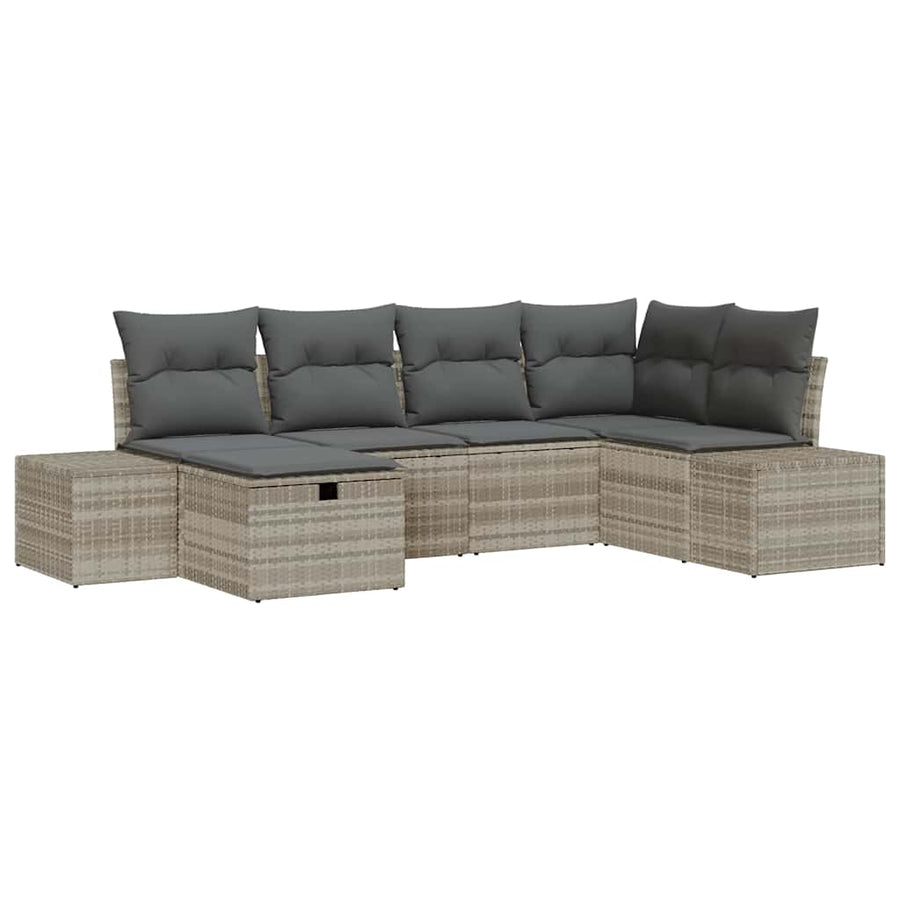 Bankstel met kussen 7 pcs poly rattan
