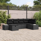Loungeset poly rattan 6-delig zwart