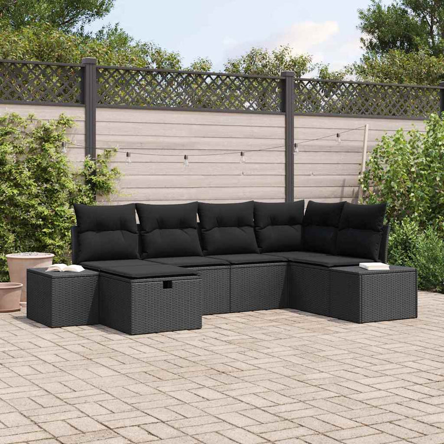 Bankstel met kussen 6 pcs poly rattan