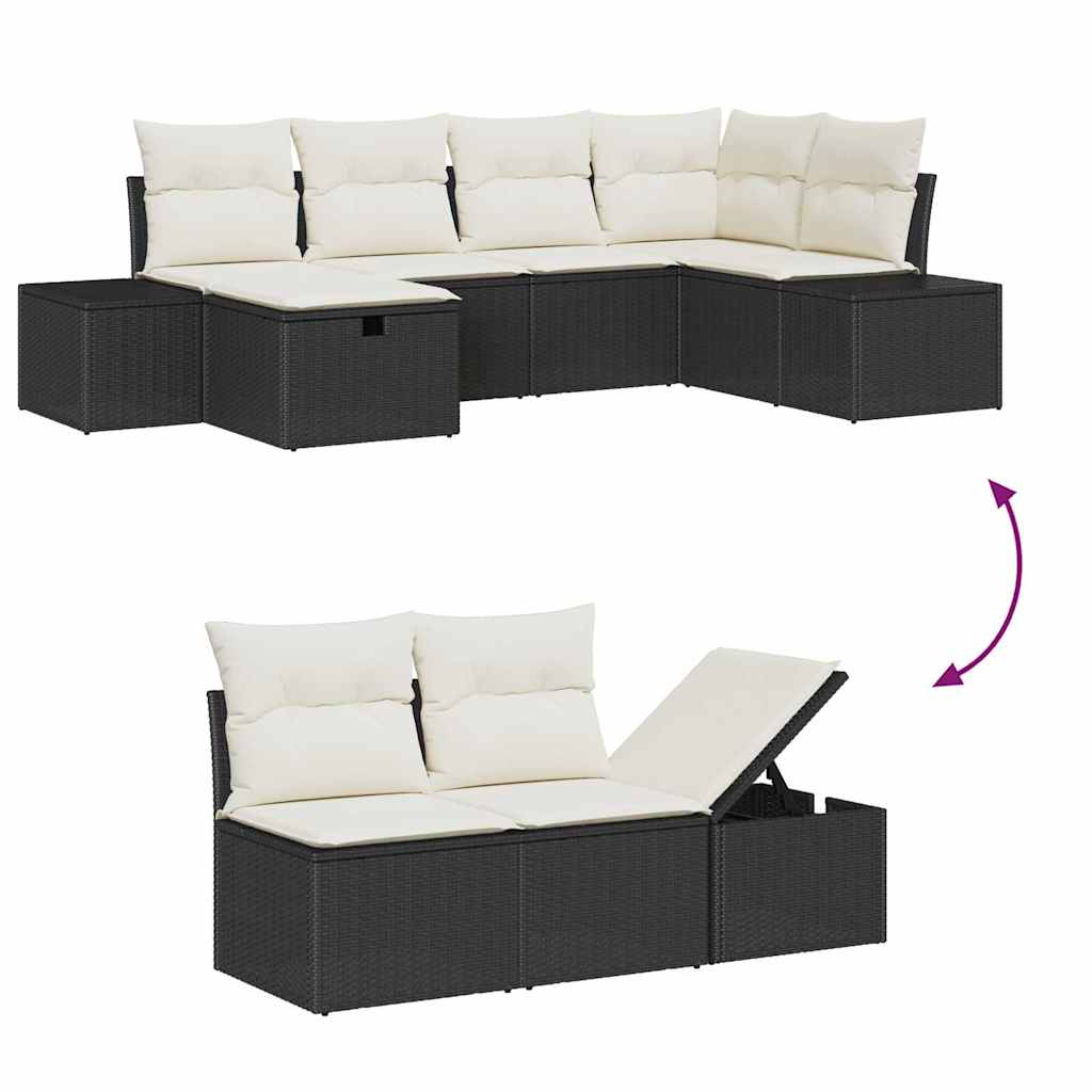 Bankstel met kussen 7 pcs poly rattan