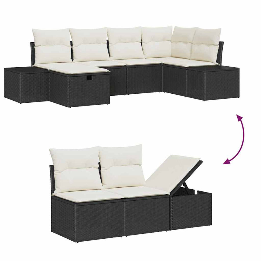 Bankstel met kussen 7 pcs poly rattan
