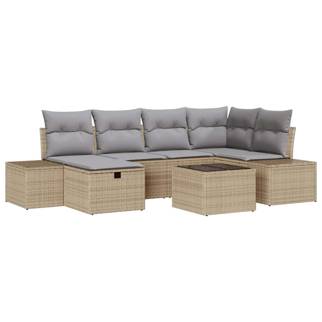 Bankstel met kussen 6 pcs poly rattan