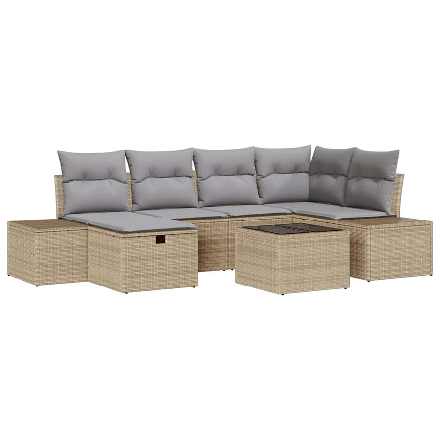 Bankstel met kussen 6 pcs poly rattan