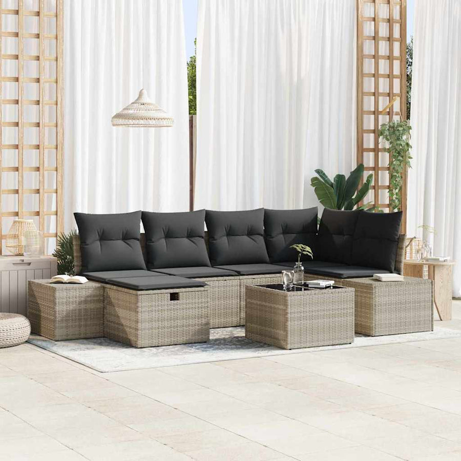 Bankstel met kussen 6 pcs poly rattan
