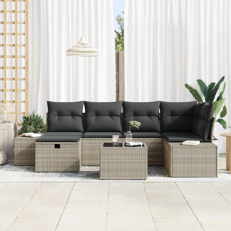 Bankstel met kussen 6 pcs poly rattan