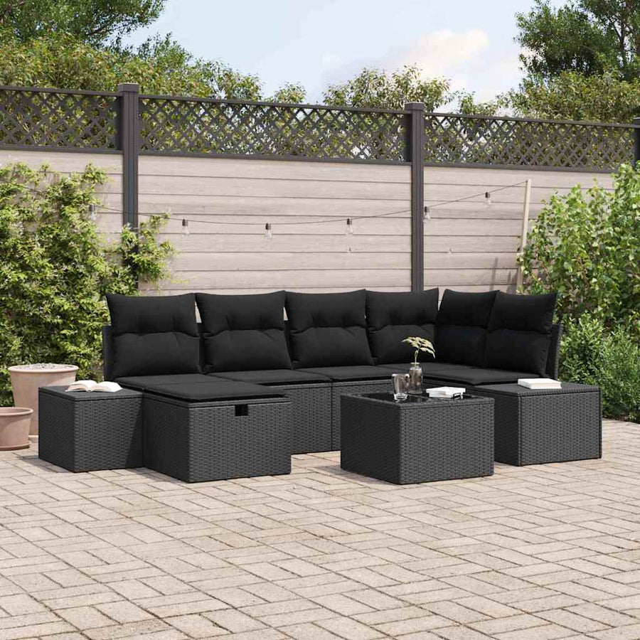 Bankstel met kussen 6 pcs poly rattan
