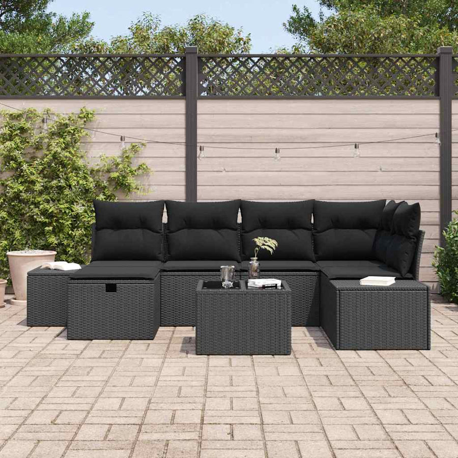Bankstel met kussen 6 pcs poly rattan