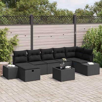Bankstel met kussen 8 pcs poly rattan
