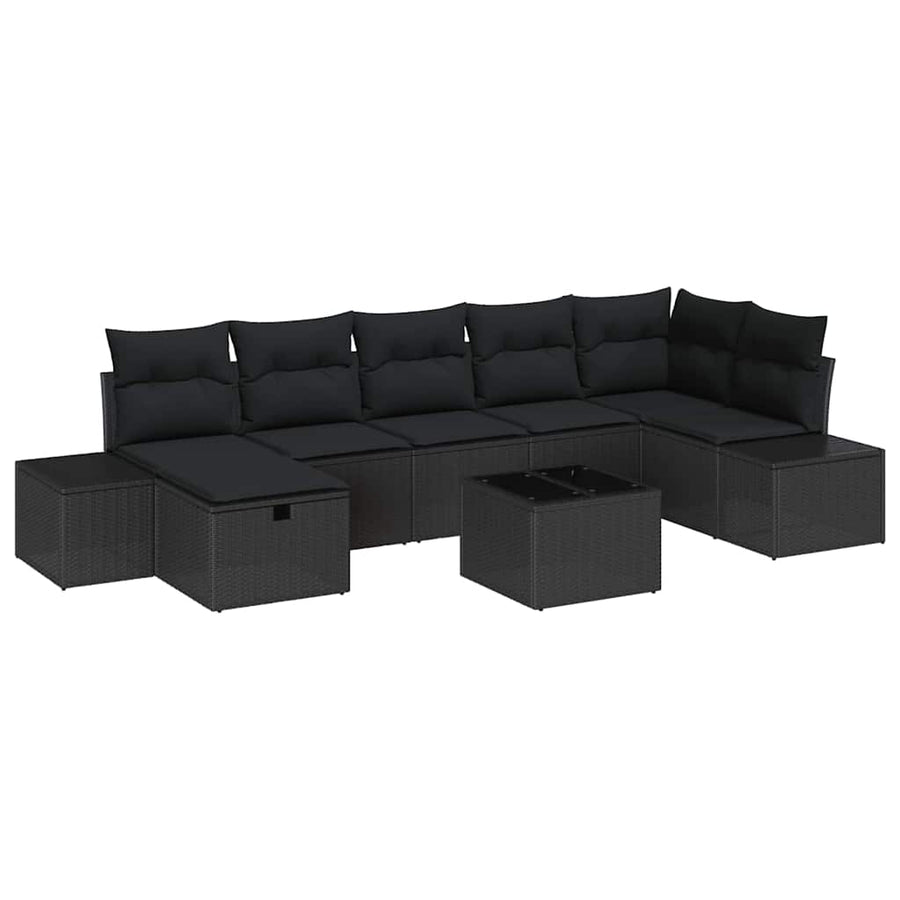 Bankstel met kussen 8 pcs poly rattan