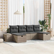 Loungebank set 6-delig poly rattan grijs