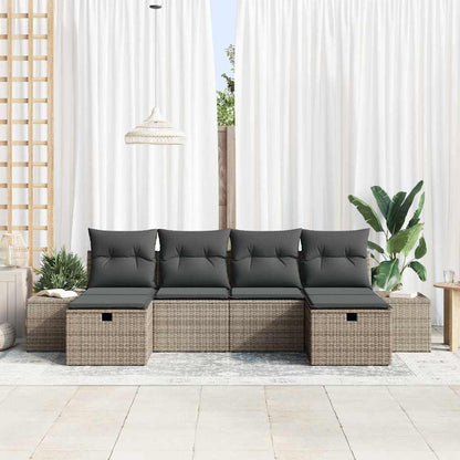 Tuin Sofa Set met kussen 6 pcs Grijs 55 x 62 x 69 cm Poly riet