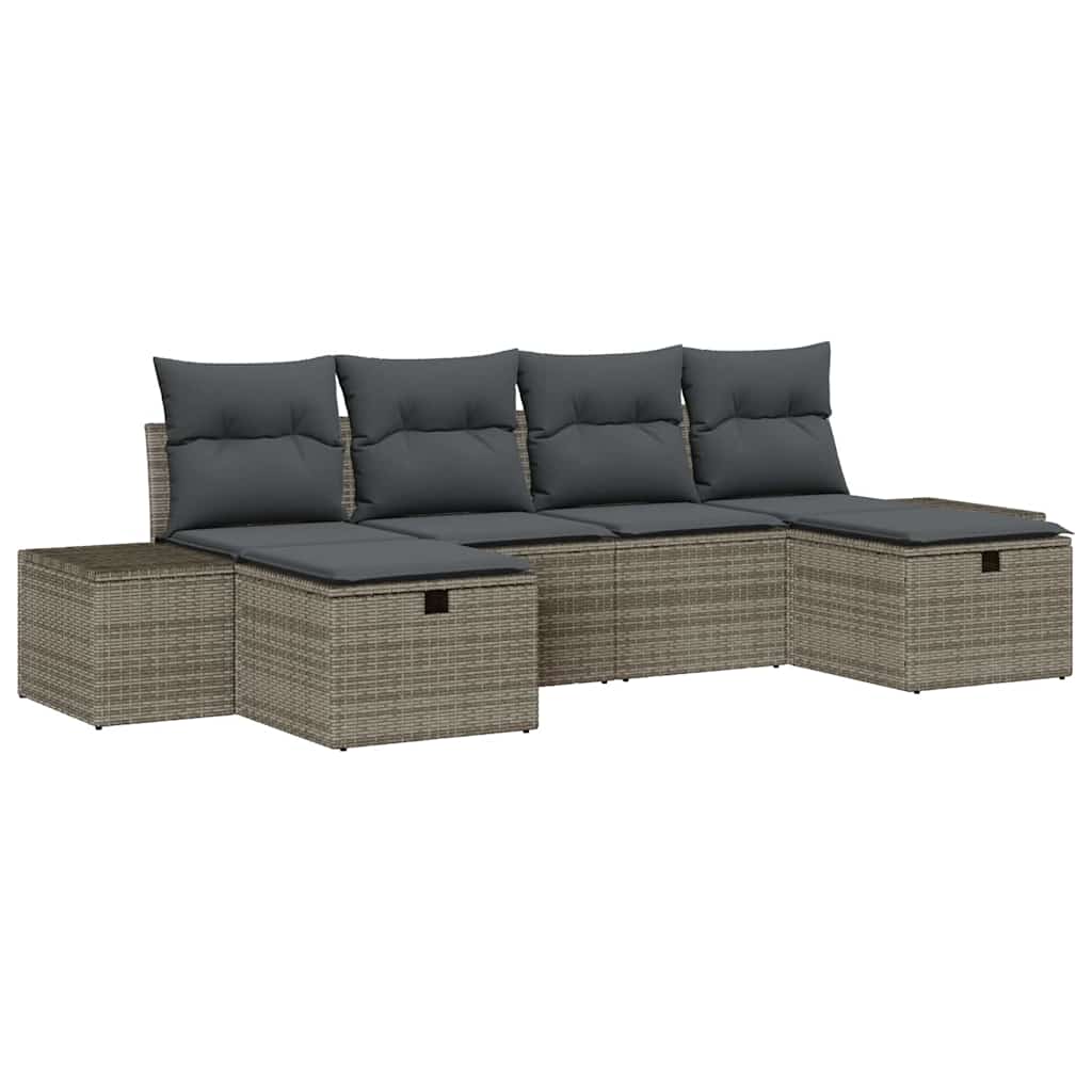 Tuin Sofa Set met kussen 6 pcs Grijs 55 x 62 x 69 cm Poly riet