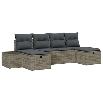 Tuin Sofa Set met kussen 6 pcs Grijs 55 x 62 x 69 cm Poly riet