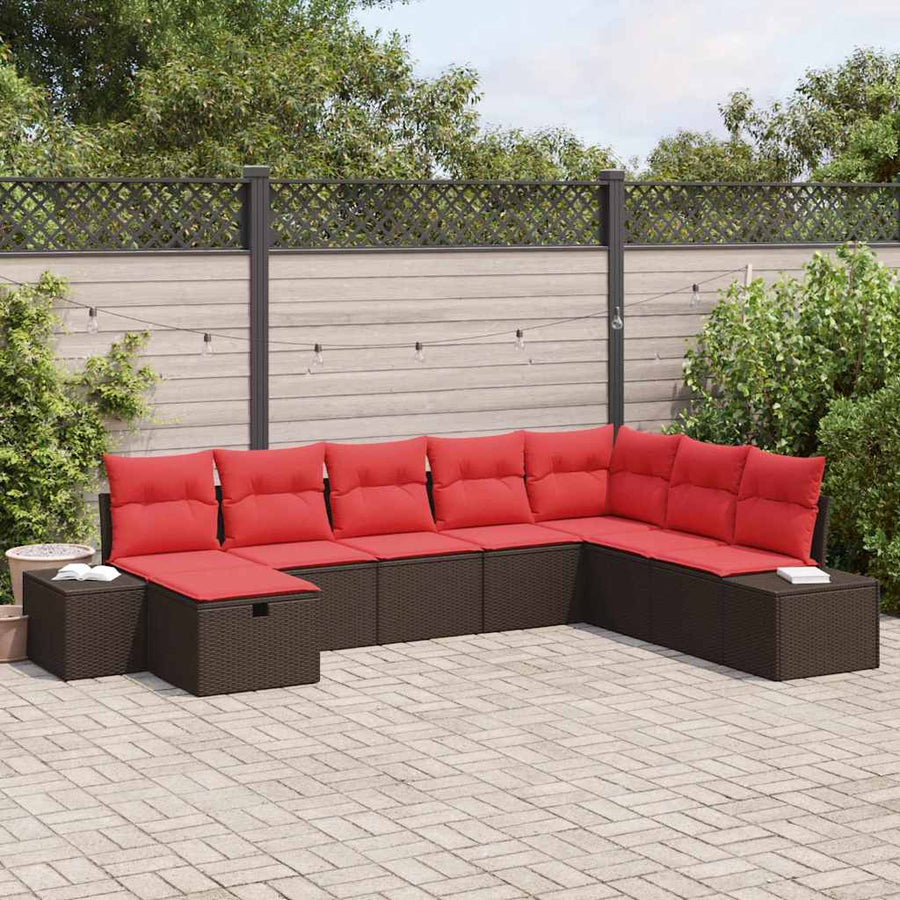 Tuin Sofa Set 8 st Bruin poly rattan