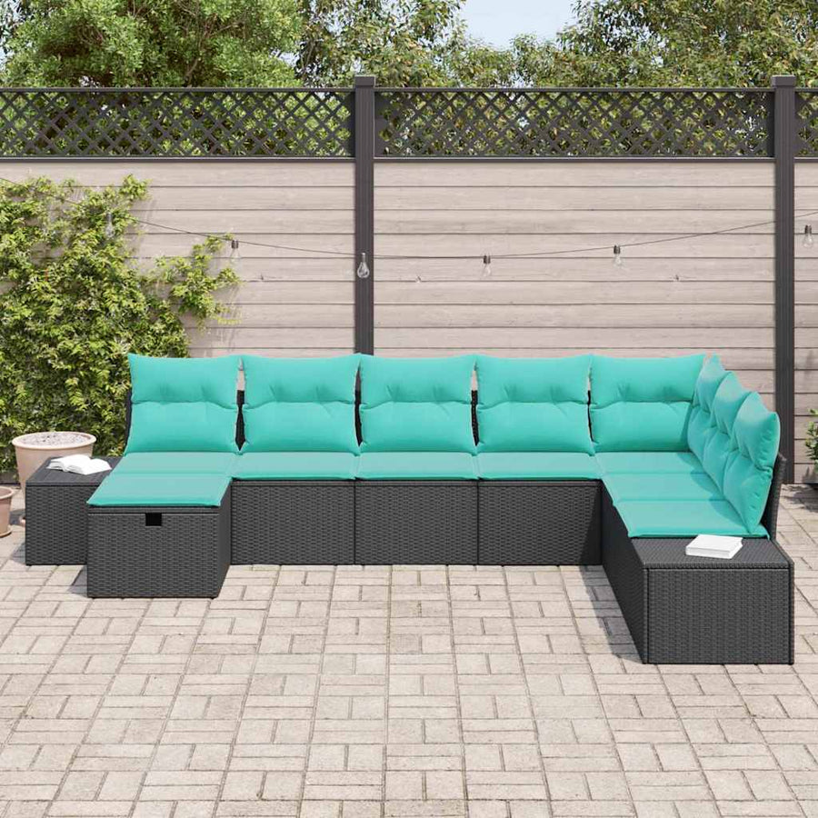 Tuin Sofa Set 8 st Zwart poly rattan