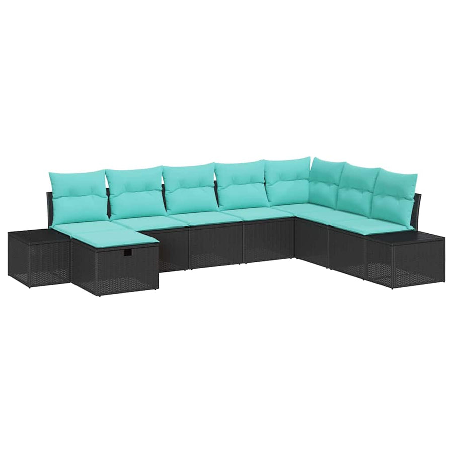 Tuin Sofa Set 8 st Zwart poly rattan