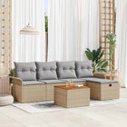 Tuinbankenset poly riet 6-delig beige met opbergruimte