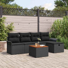 Garden Bench Set with Cushion with Storage 6 pcs Black Poly rattan
