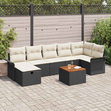 Tuinbankenset met kussen met opslag 8 pcs Zwart Poly riet