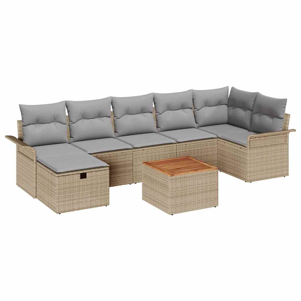 Tuin Sofa Set met kussen met opslag 8 pcs Beige Poly riet