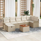 Garden Bench Set with Cushion with Storage 8 pcs Beige Poly Rattan