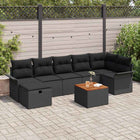 Garden lounge set with cushion and storage 8 pcs Black Poly rattan