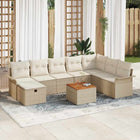Garden bench set with cushion with storage 9 pcs Beige Poly rattan
