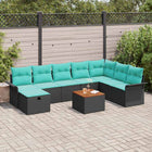 Outdoor Sofa Set with Cushion with Storage 9 pcs Black Poly Rattan
