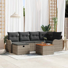 Garden lounge set with cushion with storage 7 pcs Grey Poly rattan