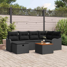 Tuinbankenset met kussen met opslag 7 pcs Zwart Poly riet