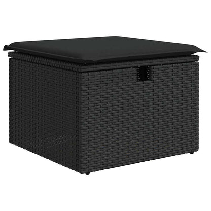 Tuinbankenset met kussen met opslag 7 pcs Zwart Poly riet