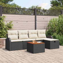 Tuinbankenset met kussen met opslag 6 pcs Zwart Poly riet
