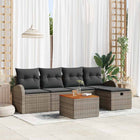 Garden bench set with cushion and storage 6 pcs Grey Poly rattan