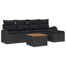 Tuinbankenset met kussen met opslag 6 pcs Zwart Poly riet