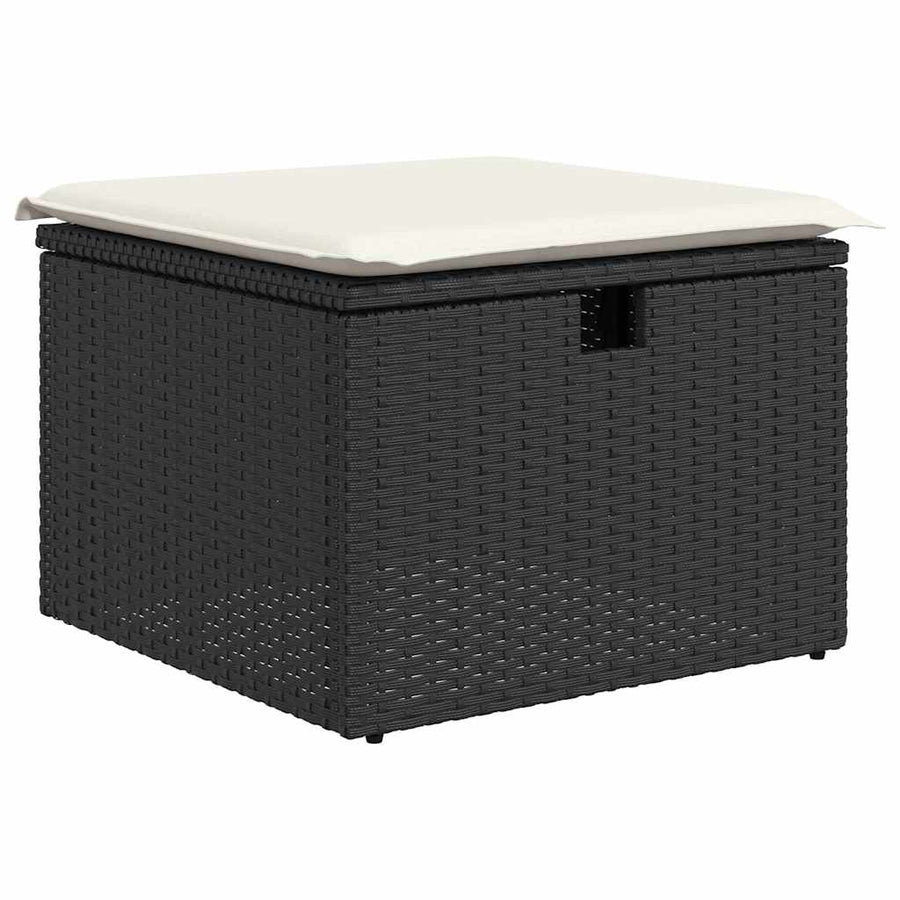 Tuinbankenset met kussen met opslag 7 pcs Zwart Poly riet