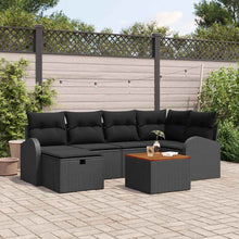 Tuinbankenset met kussen met opslag 7 pcs Zwart Poly riet