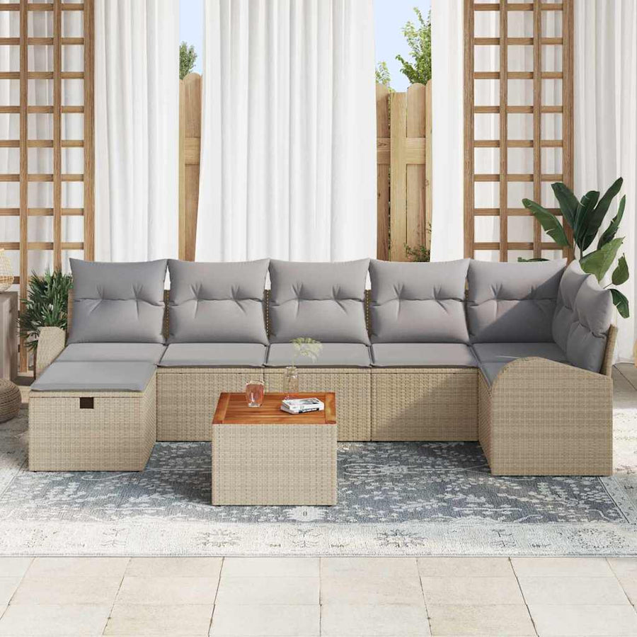 Tuin Sofa Set Met Kussen Met Opslag 8 Pcs Poly Riet Beige Lichtgrijs
