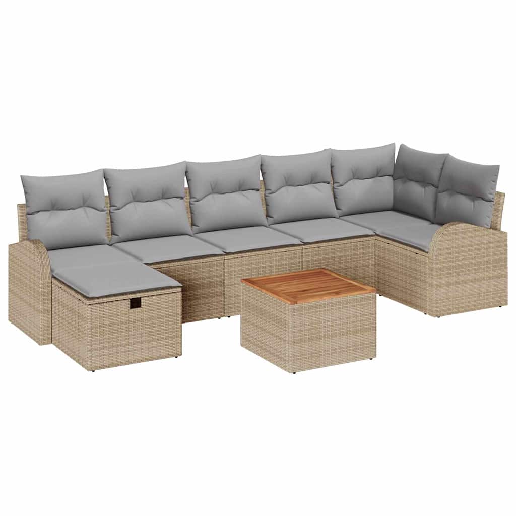 Tuin Sofa Set Met Kussen Met Opslag 8 Pcs Poly Riet Beige Lichtgrijs