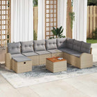 Tuinset poly riet 9-delig beige lichtgrijs