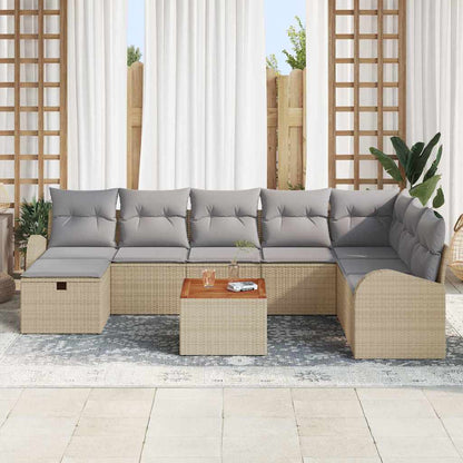 Tuin Sofa Set Met Kussen Met Opslag 9 Pcs Poly Riet Beige Lichtgrijs