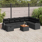 Outdoor Sofa Set with Cushion with Storage 9 pcs Black Poly Rattan