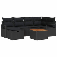 Tuin Sofa Set met kussen met opslag 7 pcs Zwart Poly riet