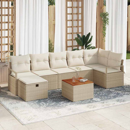 Tuinbankenset met kussen met opslag 8 pcs Beige Poly riet
