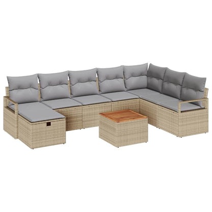 Tuin Sofa Set Met Kussen Met Opslag 9 Pcs Poly Riet Beige Lichtgrijs