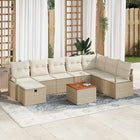 Tuinbankenset poly riet 8 persoons beige met opbergruimte